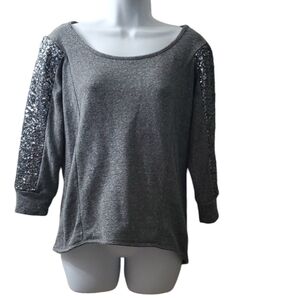 Vintage Xhilaration Womens Grey Sequined Crewneck Sweatshirt Top
